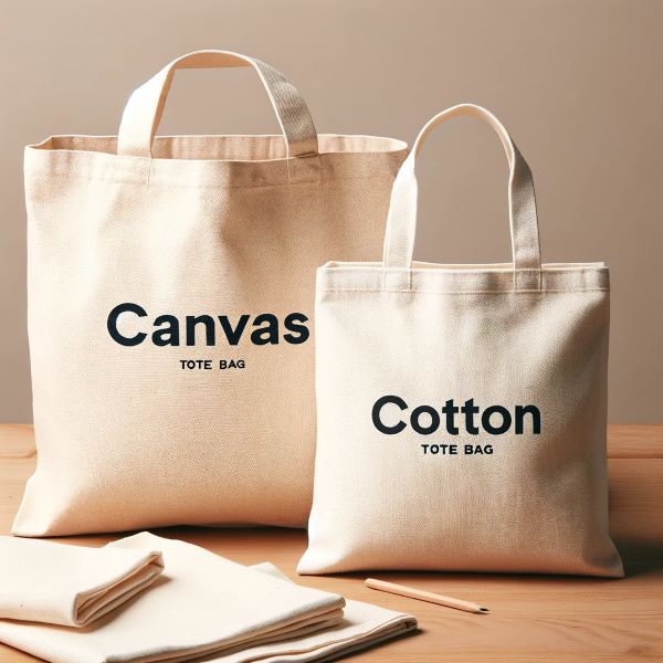 canvas bag and cotton bag on table